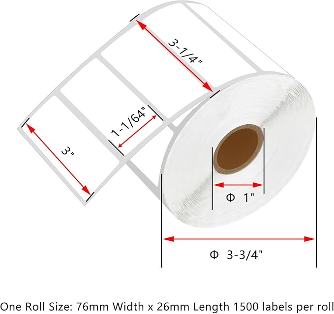 NineLeaf 3 Roll (1500 Labels) Compatible for Brother RD-S04U1 RDS04U1 76mm 3'' x 1'' File Folder White Paper Labels for RJ-3050 RJ-3150 RJ-3250WB RJ-4030 RJ-4040 TD-4000 TD-4410D TD-4550DNWB