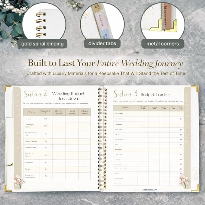 Wedding Planner Book and Organizer for Bride and Groom - Engagement Gift, Wedding Planner with Checklist, Timelines, & Budget Tracker - Includes Free QR Code for Exclusive Digital Tools.