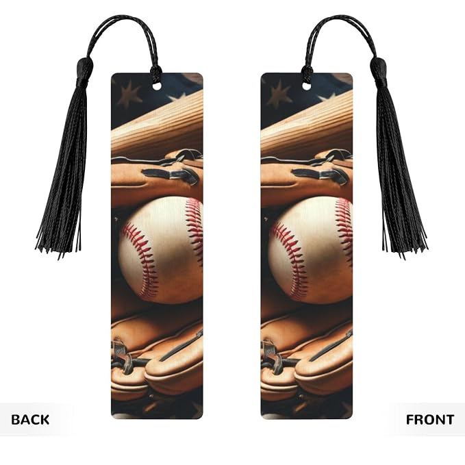 Baseball-Themed Wooden Bookmark for Men with Tassels, Bookmark for Book Lovers Book Marks for Reading Book Accessories
