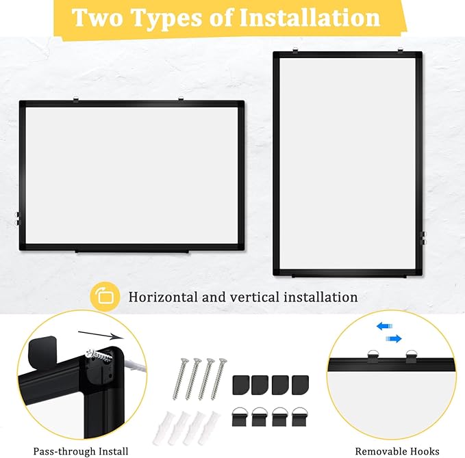 Double-Sided Magnetic Whiteboard, 36" x 24" Dry Erase Board Black Aluminum Frame for Wall, White Board Dry Erase Marker Board for Kitchen, Memo, School, Home, Office
