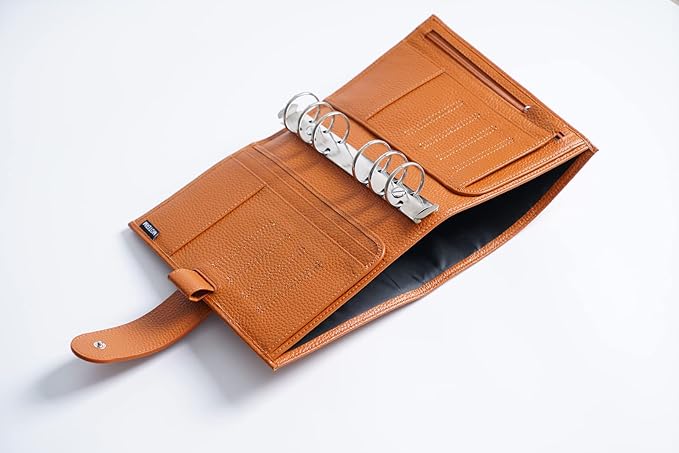 Moterm Personal Luxe Rings Planner - Genuine Leather Binder Organizer (30mm Ring, Pebbled-Burnt Orange)