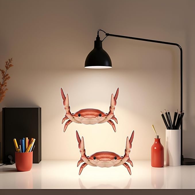 2Pcs Creative Crab Pen Holder Weightlifting Crabs Pen Stand Storage Rack, Office Desktop Decoration,Pencil Holders Desk Supplies Holders and Dispensers, Desk Accessories and Workspace Organizers (Red)