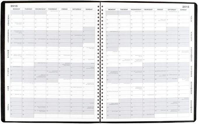 At-A-Glance 8.88 x 11 Inches Wirebound Monthly Planner for 2015, Black (7026005)