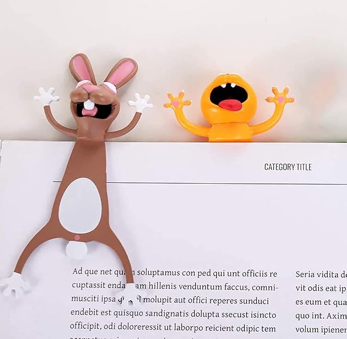 Cartoon Bookmarks, 3D Stereo Animal Original Cute PVC Book Mark, Ouch Series, Funny creatived Gifts for Kids, Adult (Rabbit)