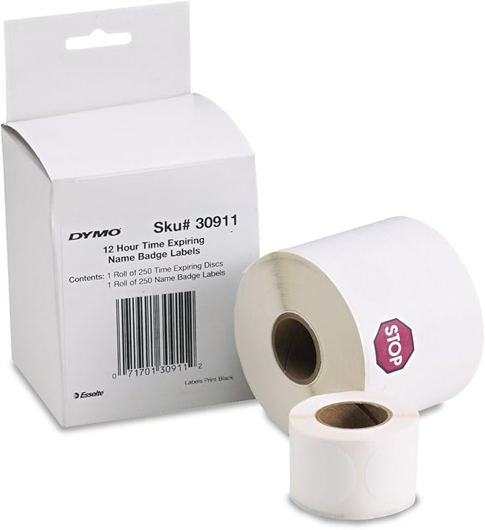 DYMO 30911 Visitor Management Time-Expiring Name Badges, Adhesive, 2-1/4 x 4, 250/Box