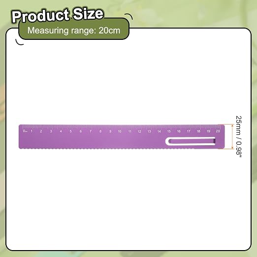 HARFINGTON Straight Ruler 20cm Metric Metal Aluminum Alloy Measuring Bookmark Clip Ruler Scale Tool for Measure Study Reading Classroom Office, Rose