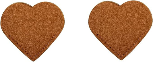 2 Pcs Leather Heart Bookmarks, Reading Accessories, Book Marks for Women Teacher Students Book Reading Lovers (Brown)