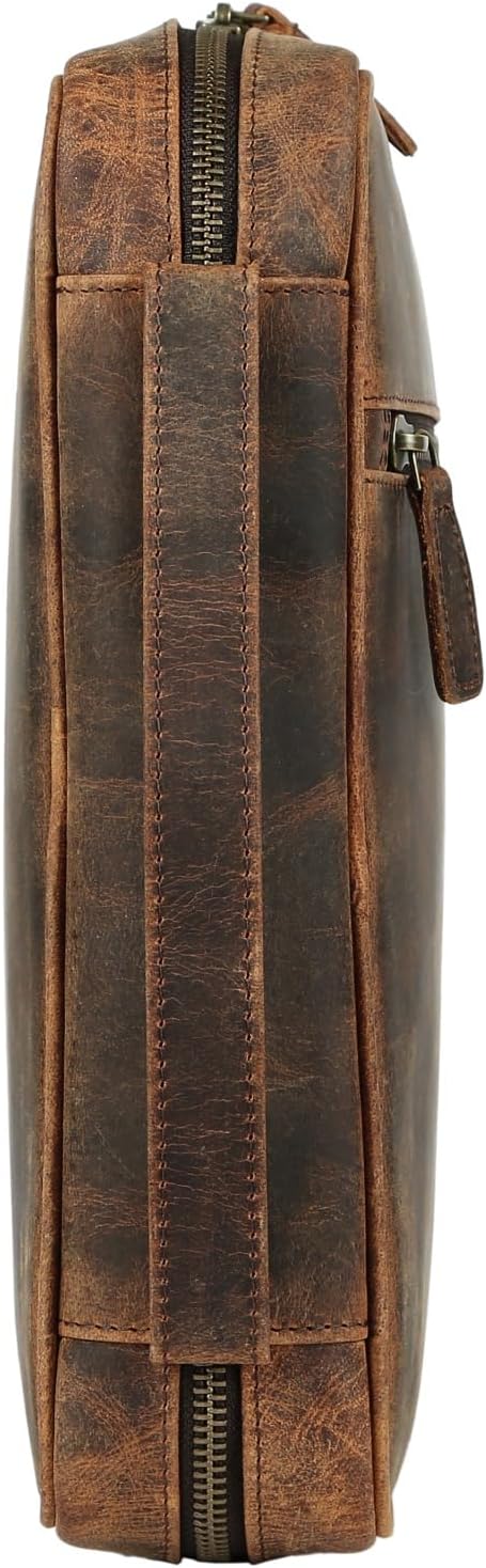 Leather Bible Cover for Men & Women – Zippered Bible Case with Handle, Note & Pen Organizer – Fits Large Study Bible – 11.5x8.5 Inch (Hunter)