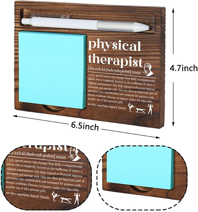 Wooden Sticky Note Holder for Physical Therapists, Motivational Office Decor, Appreciation Gift for Therapists, 16.5 x 12 x 1.5 cm,LQQ21