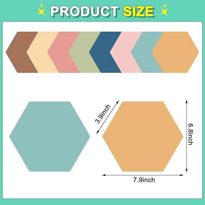 JarThenaAMCS 8Pcs Boho Dry Erase Board Magnets Waterproof Removable Hexagon Shaped Magnetic Boards for Back to School Home Office Classroom Wall Table Whiteboard Teachers Teaching Supplies, Multicolor