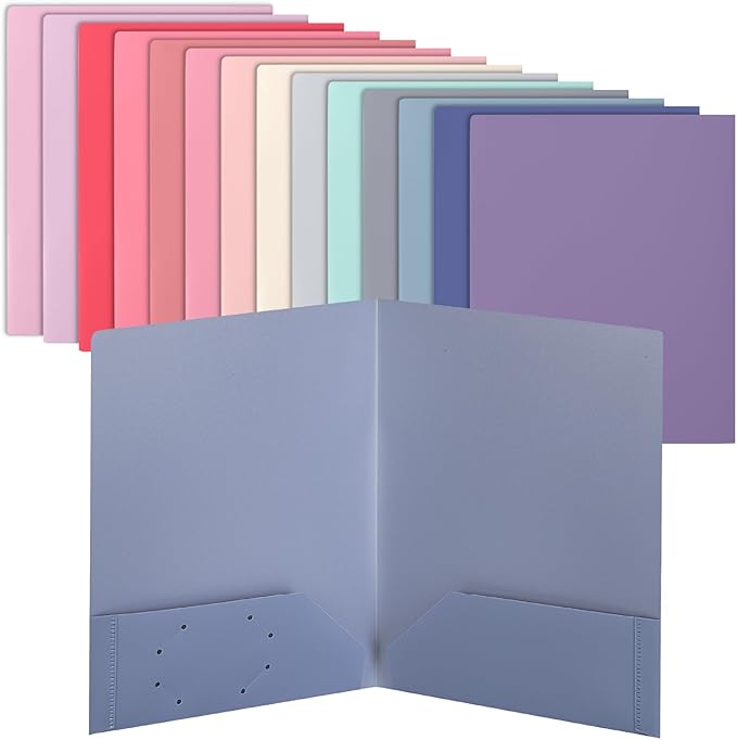 Mr. Pen- Plastic Folders with Pockets, 15 pcs, Aesthetic File Folder with Business Card Slot, 2-Pocket Folder, Back to School, Office, Filing Supplies