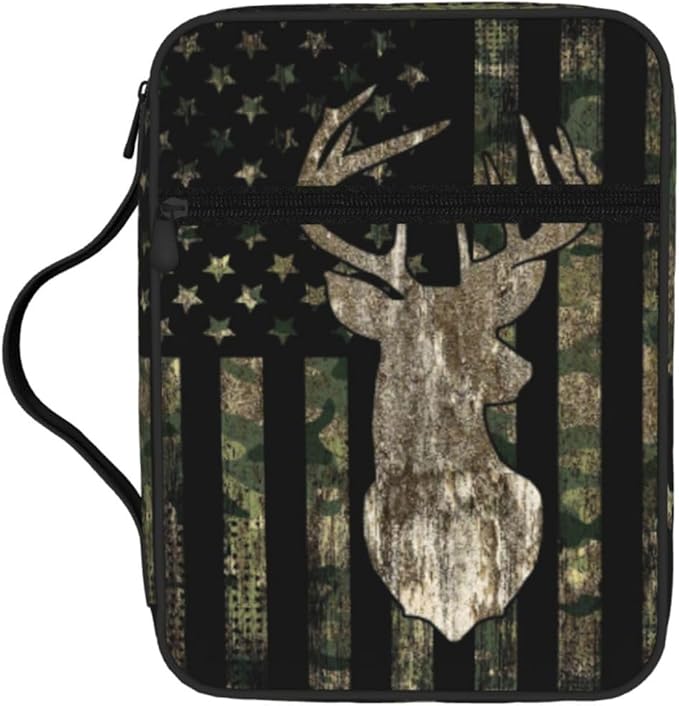 Camo Camouflage Hunting Deer Bible Cover Case Carrying Book Protector Case Bible Study Supplies Accessories Holder Case Christian Gift for Women Men