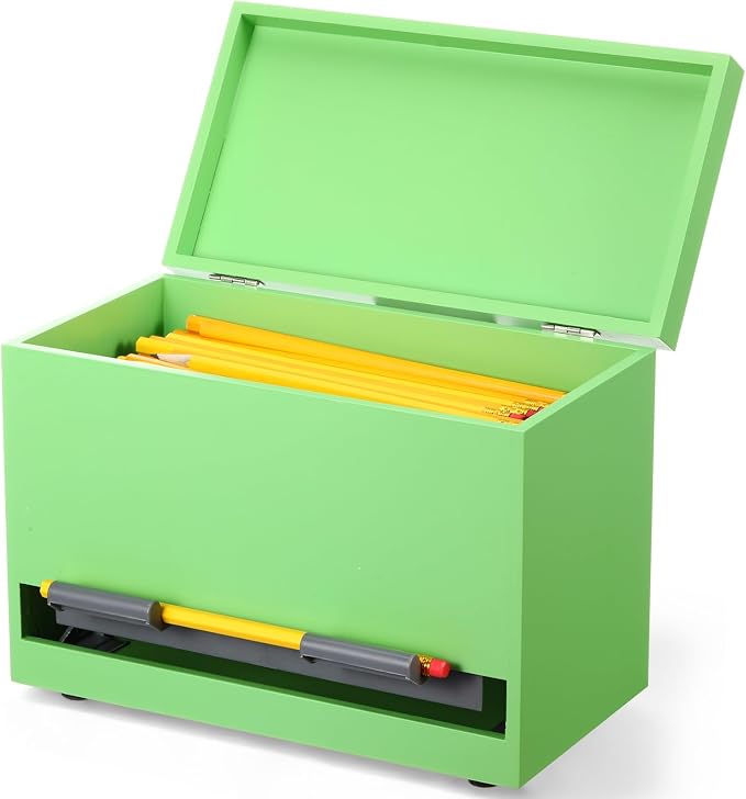 Yalikop 1 Pc Wooden Pencil Dispenser for Classroom Pastel Wood Pencils Holder for up to 200 Pencils Reusable Straw Dispenser for Home Office Teachers Supplies Storage (Classic,Light Green)