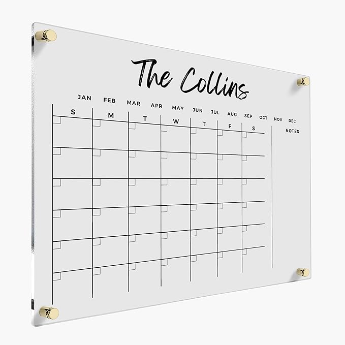 Personalized Calendar with Family Name - Custom Family Weekly & Monthly Planner, Dry Erase Wall Calendar Organizer, Calendar with Marker