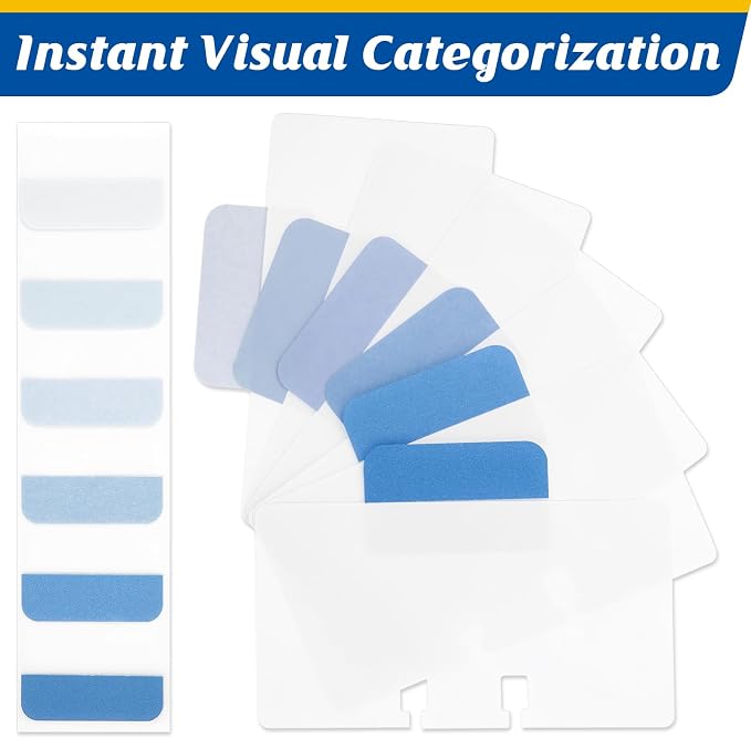 300 Pcs Business Cards Refill Kit, Compatible with Rolodex Card File Holds, Unruled, 2-1/4" x 4", with Gradient Blue Index Tabs (Large), White Rotary File Card Replacement Set