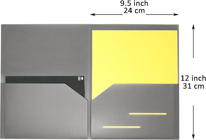 Youngever 6 Pack Heavy Duty Plastic Two Pocket Folders, Heavy Duty Plastic 2 Pocket Folder (Grey)