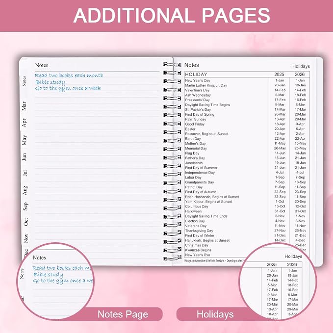 Cheericome Planner 2026-2027, Monthly Weekly Planner Runs January 2026 to June 2027, 26-27 Planners with PP Cover and Elastic Bond, 18 Month, Rose Monthly Planner Calendar