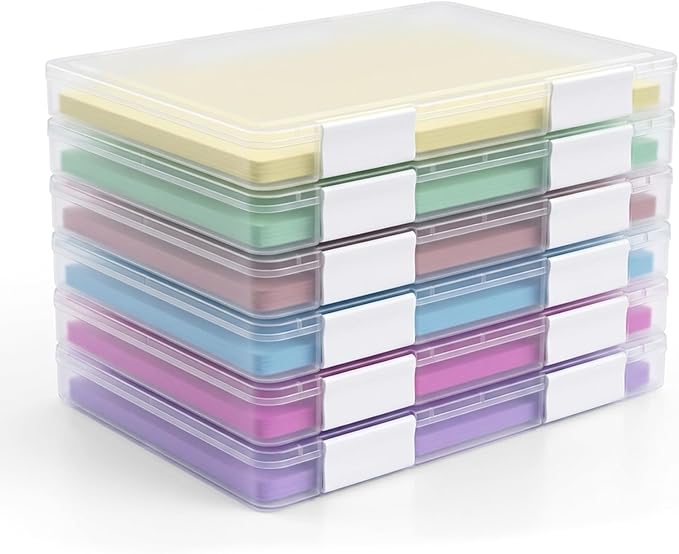 6 Pcs Clear A4 A5 File Box, A4 Paper Organizer Box Scrapbook Paper Storage for 9.8" x 12.4" US Letter Plastic Containers for Craft and Arts Supplies Board Game File Holder Organizer 9" x 12" file case