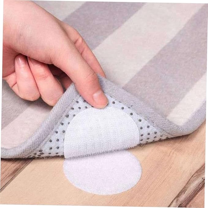 5 Sets Removable Adhesive Mounting Stickers of Non Slip Floor Mats Fixers for Secure Carpets for Home