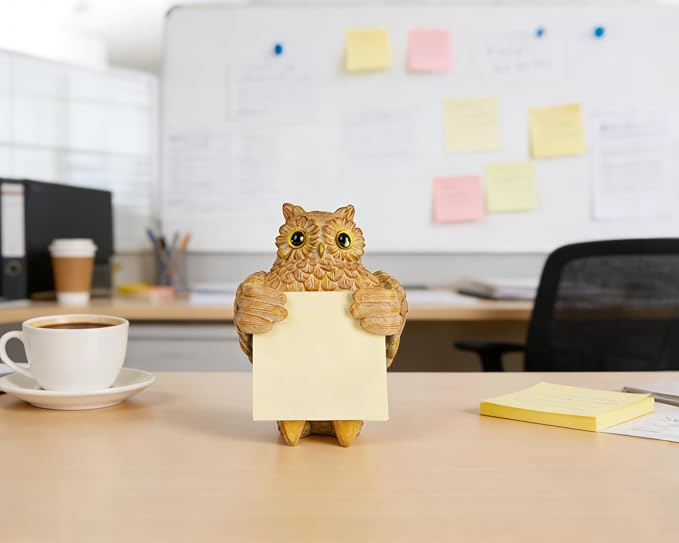 Owl Sticky Note Holder with 100 Sheets 3x3 Pop-Up Notes, Handmade Resin Owl Desk Decor for Office, Home & Classroom, Cute Owl Lover Gift for Women, Teachers & Coworkers