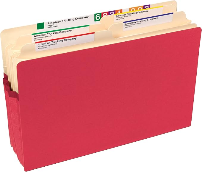 Smead File Pocket, Straight-Cut Tab, 5-1/4" Expansion, Legal Size, Red, 10 per Box (74241)