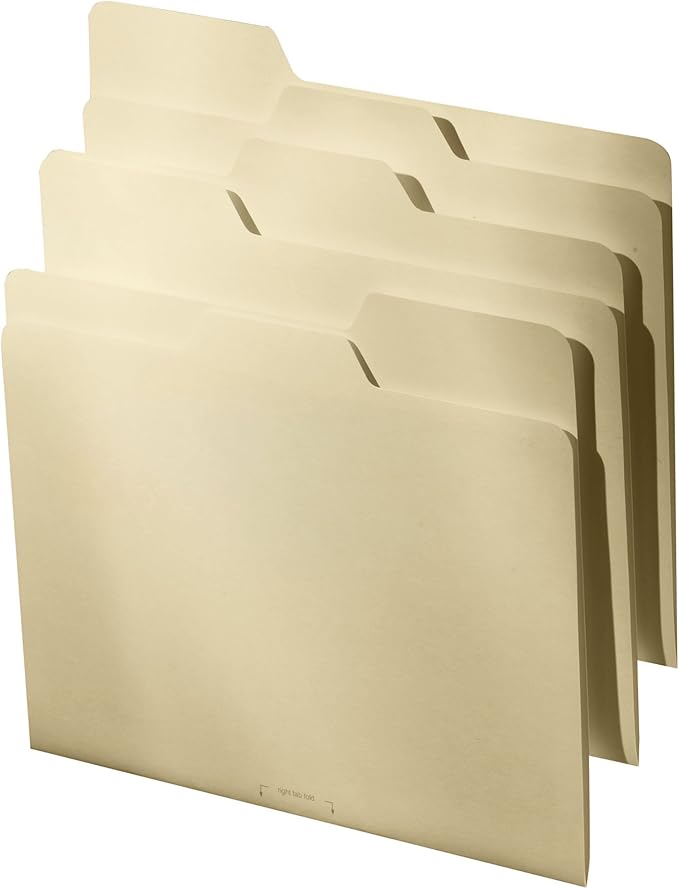 Find It All Tab File Folders Letter Size Third Cut, 9 Folders per Pack, Back to School Supplies for College Students - Manila (FT07057)