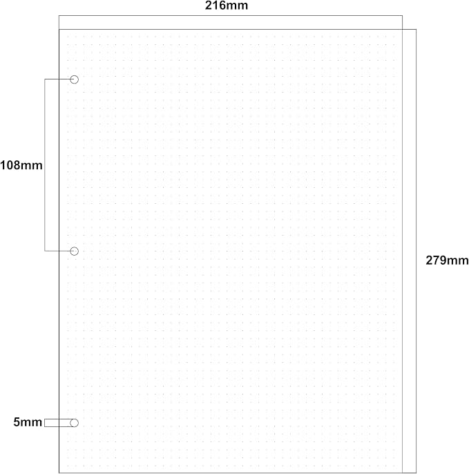 Zelten 2 Pack Letter 90 Sheets/180 Pages Dotted Loose Leaf Punched Paper Refills Paper for 3 Hole Binder Personal Organizer Diary Notebook Refillable Planner