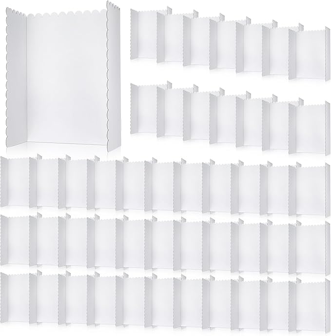 Outus 48 Pcs 24 x 36 Inch Trifold Poster Display Boards White for Science Fair Presentation Projects Photo Exhibition Display Tri fold Board Foldable Paperboard for School Supplies Bulk Business