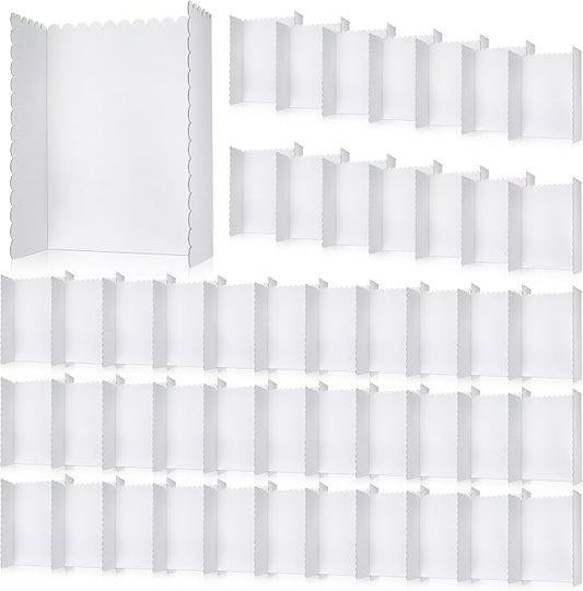 Outus 48 Pcs 24 x 36 Inch Trifold Poster Board Tri Fold Science Fair Display Boards for Projects Photo Picture Exhibition Event Displays Business Presentation School Foldable,White Corrugated