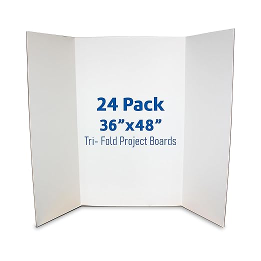 Flipside Products 36” x 48” Project Boards for Presentations, Science Fair, School Projects, Event Displays and Trifold Picture Board, Proudly Made in USA - Clay White - 24 Pack