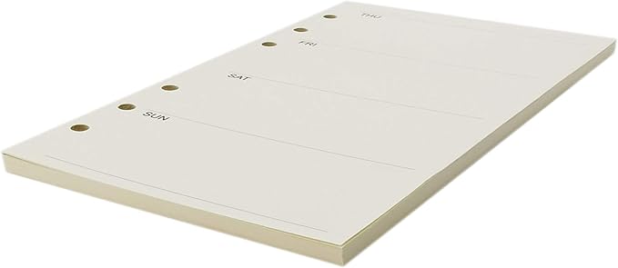 Zelten 1 Pack A5 45 Sheets/90 Pages Weekly Planner Loose Leaf Punched Paper Refills Paper for 6 Hole Binder Personal Organizer Diary Notebook Refillable Planner
