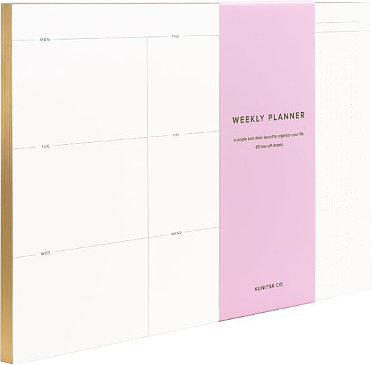 Weekly To-Do List Notepad – Desk Pad for Work and Study, Gold, 11.7x8.3 Inches