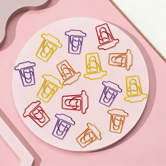 ELANE 36 pcs Paper Clips Bookmarks Dispenser Bookmark Memo Clip for School Teacher Office Supply Student Stationery. (Colorful-Cups)