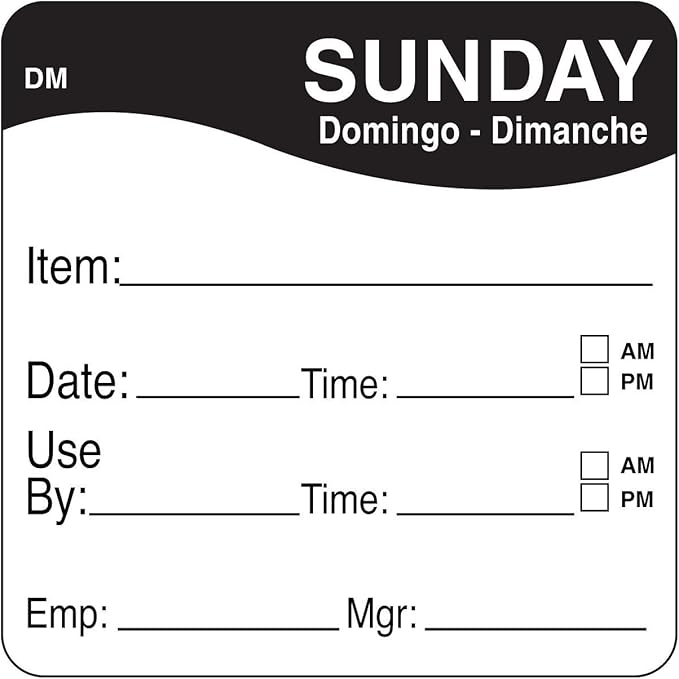 2" x 2" Use By Sunday 250/roll