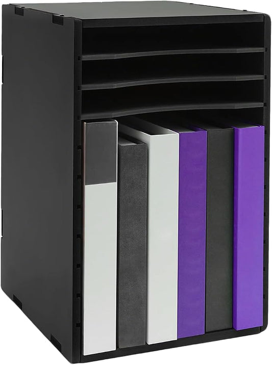Desk Organizer, 11 Tier Letter Tray Paper Organizer File Sorter Rack Shelves, Black