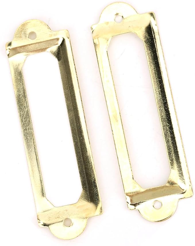 20PCS Metal Drawer Label Holders, Retro Exquisite File Cabinet Label Frames Card Tag Label Holder with Screws for Office Drawers Shelves (Yellow)