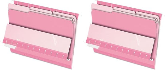 Pendaflex Interior File Folders, 1/3 Cut, Top Tab, Letter Size, Pink, 100 per Box (4210 1/3 PIN) (Pack of 2)
