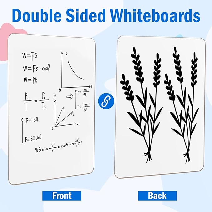 12 Pack Small Dry Erase Boards Classroom Pack 12 x 9 Inch Double Sided Mini White Boards Portable Dry Erase LapBoards for Teacher Supplies with 12 Erasers and 12 Markers
