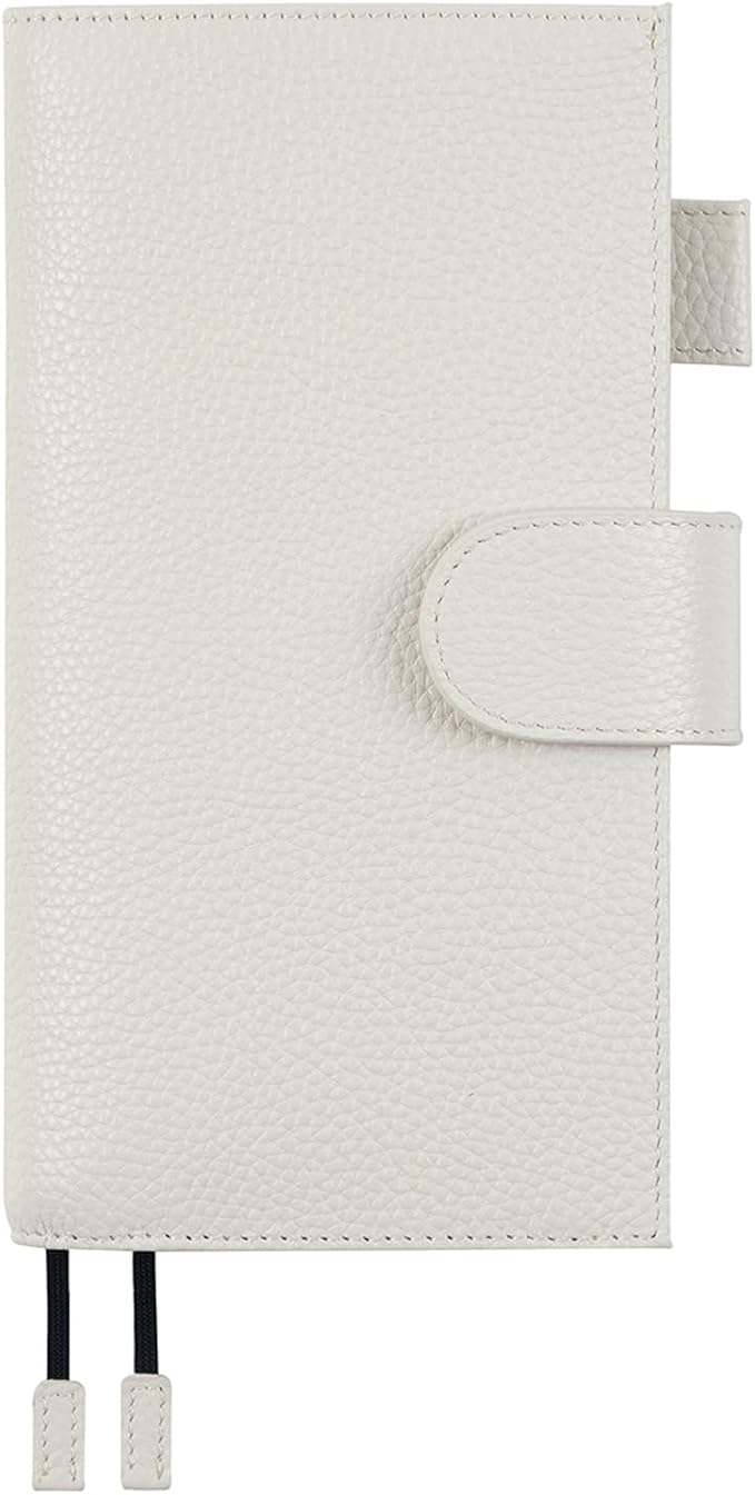 Moterm Leather Cover for Hobonichi Weeks - Fits Hobonichi Weeks/Weeks Mega, with Back Pocket (Pebbled-Cream)
