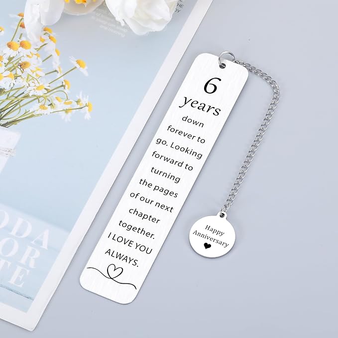 Iron Gifts for 6 Year Anniversary 6th Anniversary Bookmark Gift for Women Men Happy 6 Year Anniversarys Wedding Bookmarks Date Night Gifts for Husband Wife Romantic Bridal Shower Gift for Bride