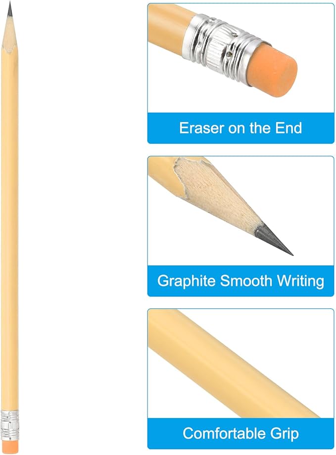 PATIKIL Round Pencils, 24 Pack HB Graphite Pencils with Eraser Wood Pencils Cute Pencil for Classroom Teacher Office Supplies, Orange