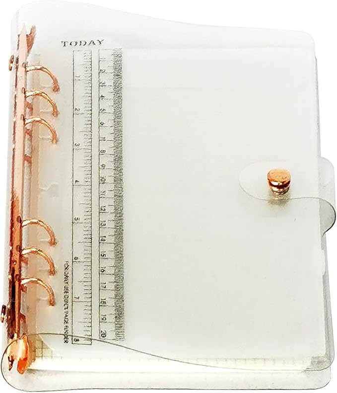 A6 A5 6-Holes Colorful PVC Cover Personal Organizer with Snap Button Closure File Folder for Loose Leaf Sheet Notebook (Rose Gold, A5 Combo)