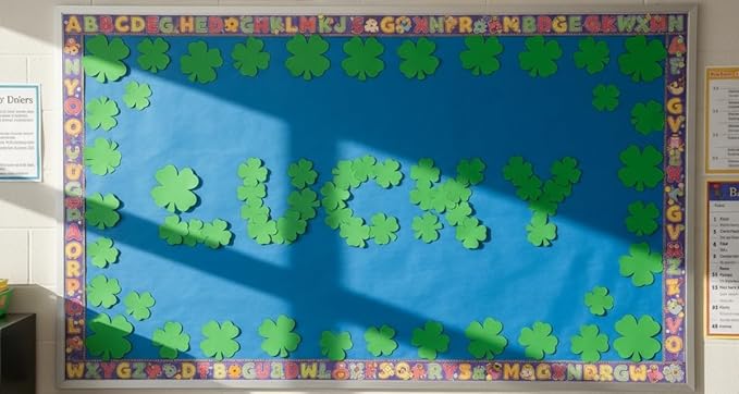 SHAPES ETC. 15 Pcs Green Assorted Four Leaf Clover Foam Cut-Outs 5.5in, Foam Shapes, St. Patrick's Day, Bulletin Board Decorations, DIY Crafts, Irish Spirit, Wall Cutouts, Made in USA