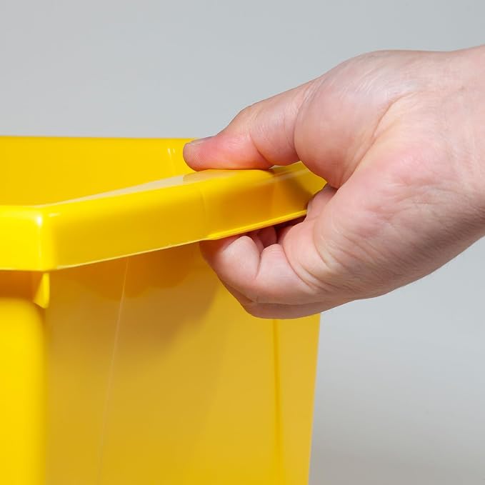 Storex 4 Gallon Storage Bin with Lid – Plastic Classroom Organizer for Books and Supplies, Yellow, 1-Pack (61410A06C)