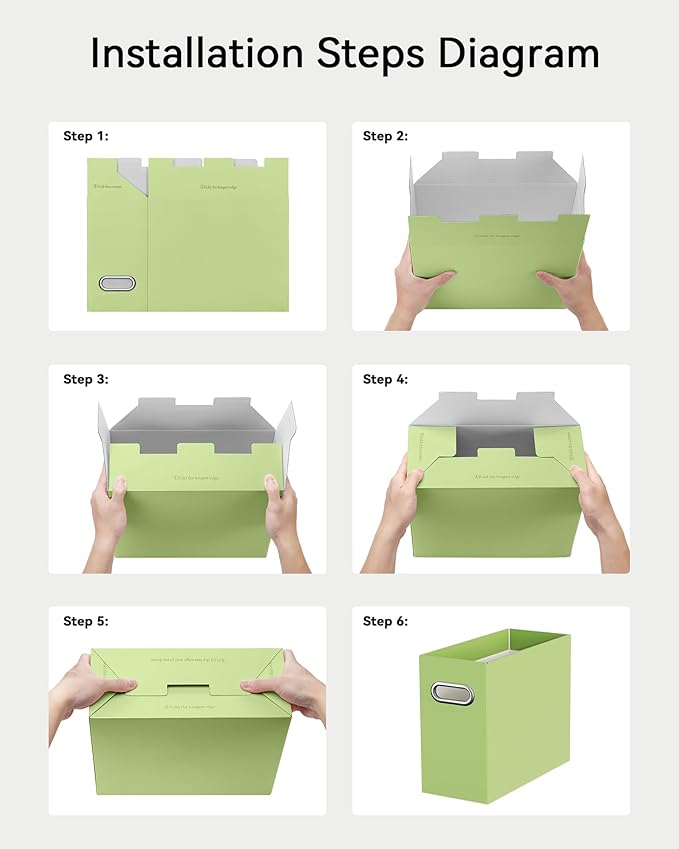 Oterri File Organizer Box, Portable Collapsible Cardboard File Folder Organizer with Handle for Letter Size Hanging Files, Document Storage Box for Home Office & Classroom (8 Packs, Multi color)