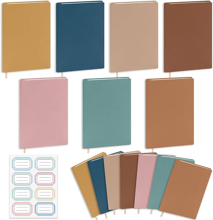QOUBAI Jumbo Stretchable Book Covers 7PCS Reusable Fabric Book Covers with Label 9x11in Boho Brown Protective Sleeve for Hardcover Books Textbook Covers for School Fits Most Book Sizes Up to 10x12.5in