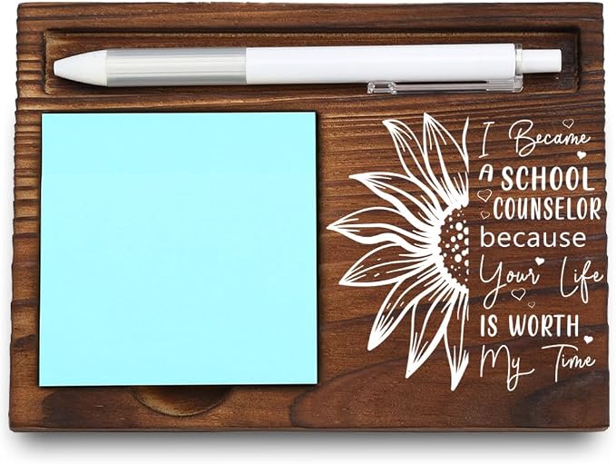 Wooden Sticky Note Holder for School Counselors, Thank You Gift, Office Desk Organizer, 16.5 x 12 x 1.5 cm,LQQ27