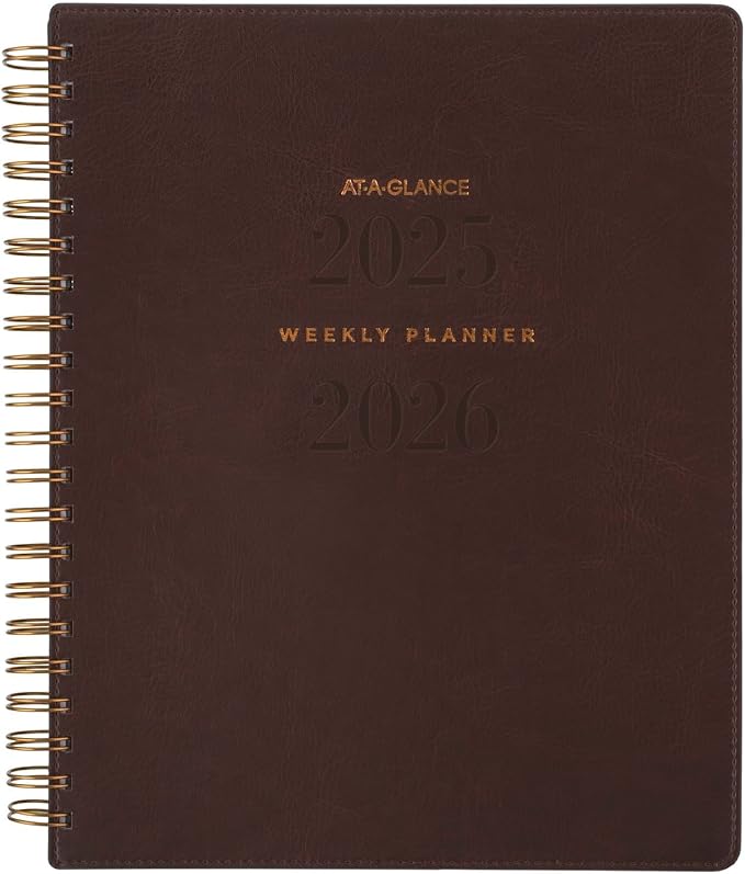 AT-A-GLANCE Planner 2025-2026 Academic, Weekly & Monthly, 8-1/2" x 11", Large, Monthly Tabs, Flexible Cover, Signature Collection, Brown (YP905A09)
