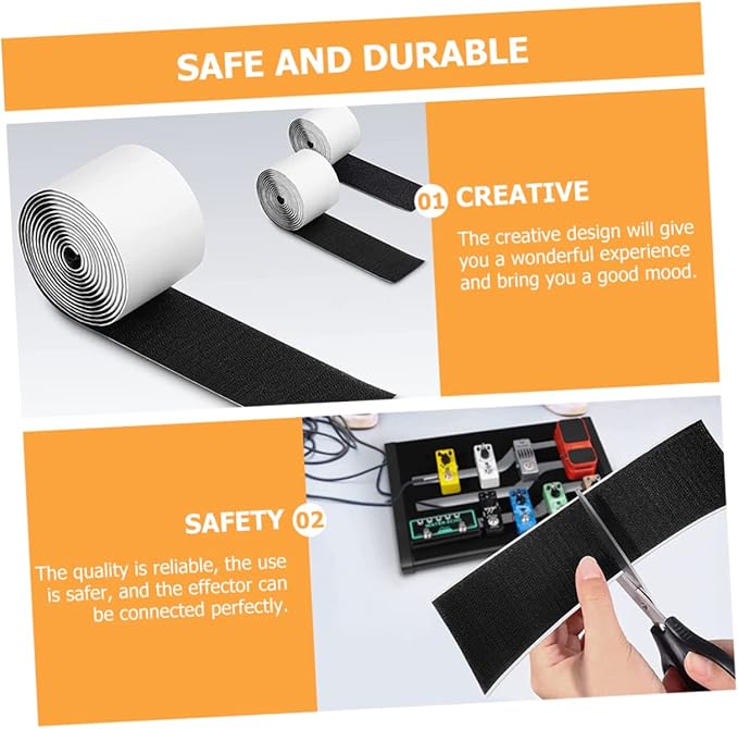 2rolls Electric Guitar Pedal Mounting Tape Hook and Loop Fasteners Durable Grip for Secure Pedal Board Setup for Guitarists and Musicians