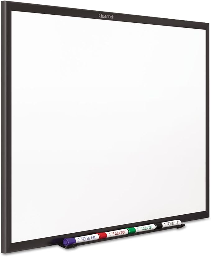 Quartet Dry Erase White Board 36"W x 24"H Non-Magnetic Whiteboard, Total Erase, Black Aluminum Frame (S533B)